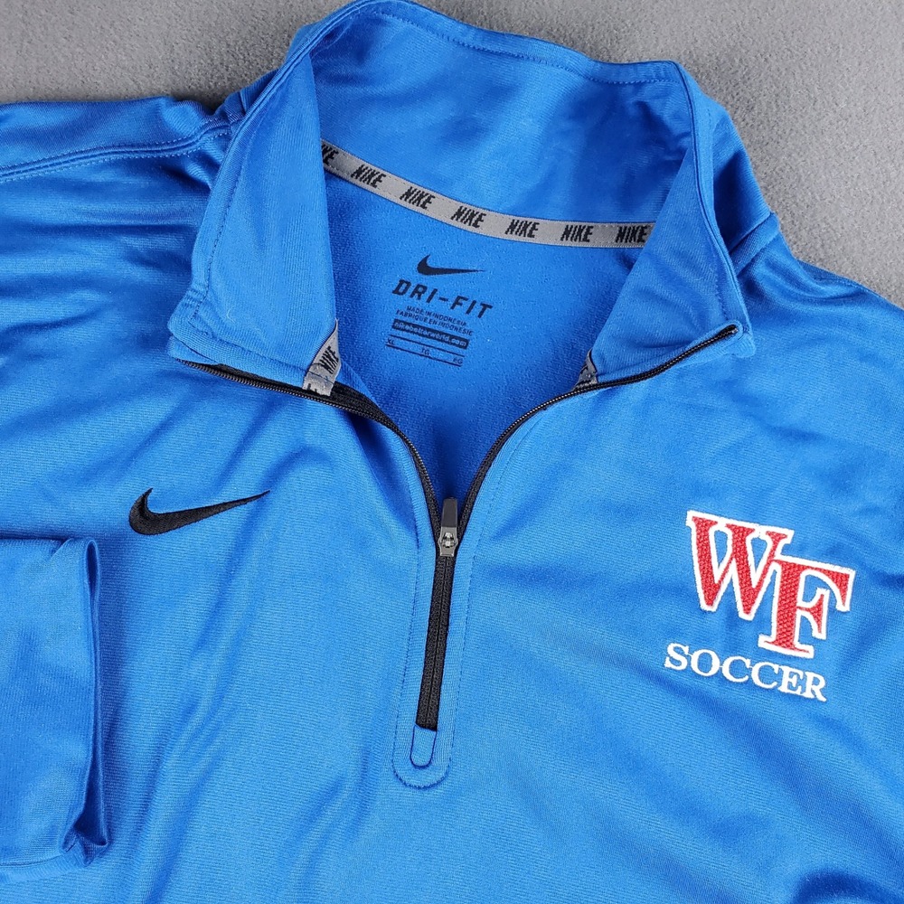 Nike Dri-FIT Wake Forest Soccer Quarter Zip Pullover Blue Mens XL